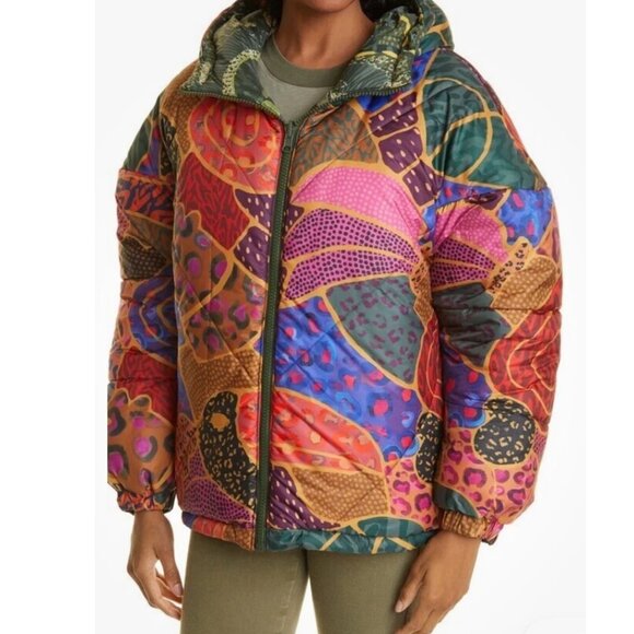 Farm Rio Reversible Metallic Cool Leopard Puffer Coat XS - Picture 2 of 8